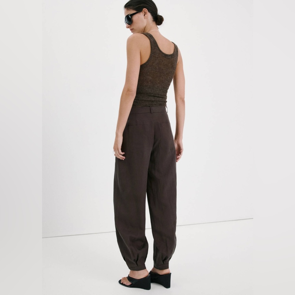 NWT MANGO Baggy Lyocell Pants in Chocolate - Picture 4 of 12